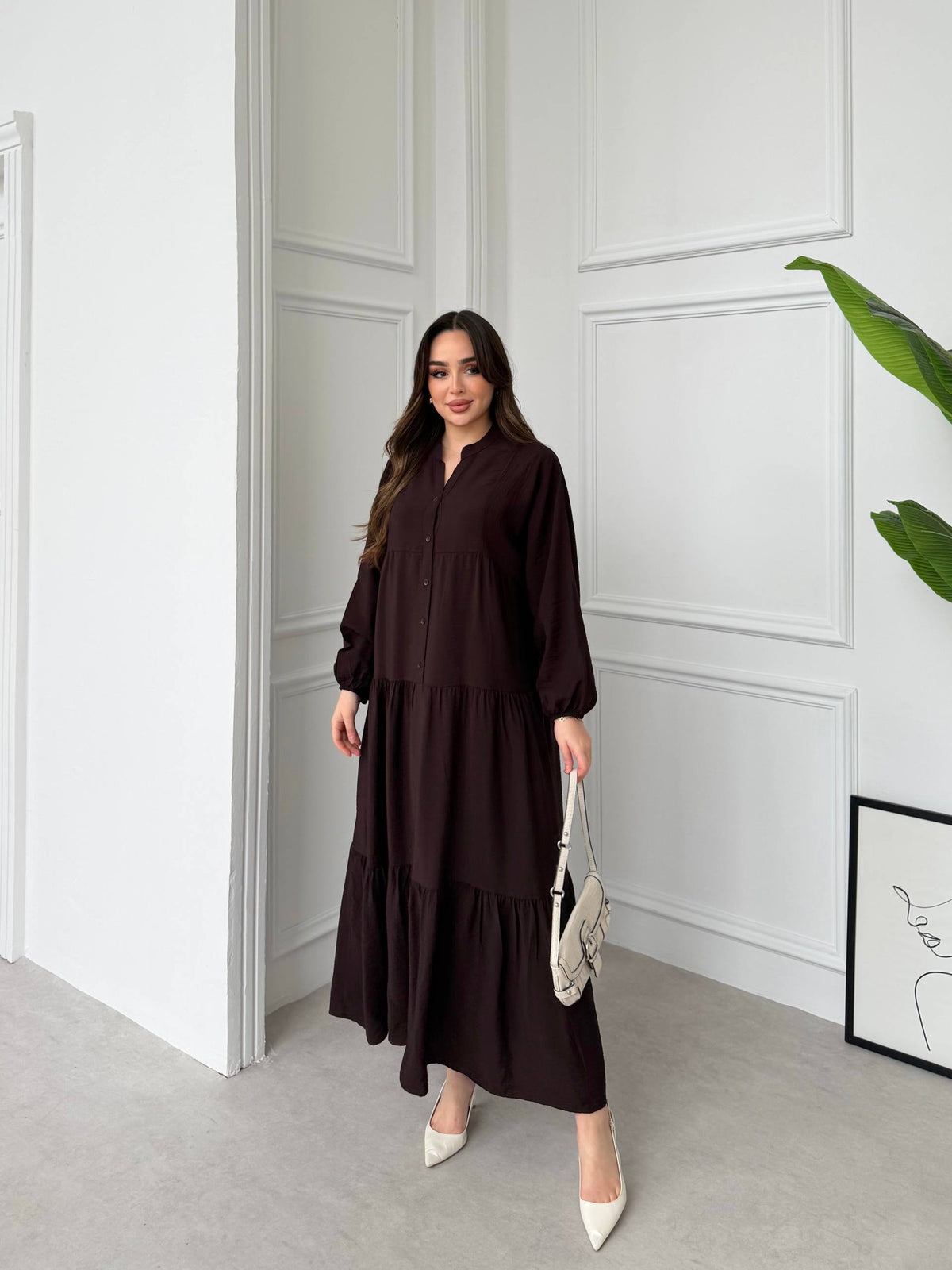 Ivory Tiered Button Maxi Dress