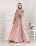 Blush Pink Satin Wrap Maxi Gown