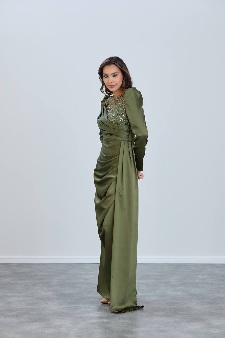 Olive Noir Embellished Gown