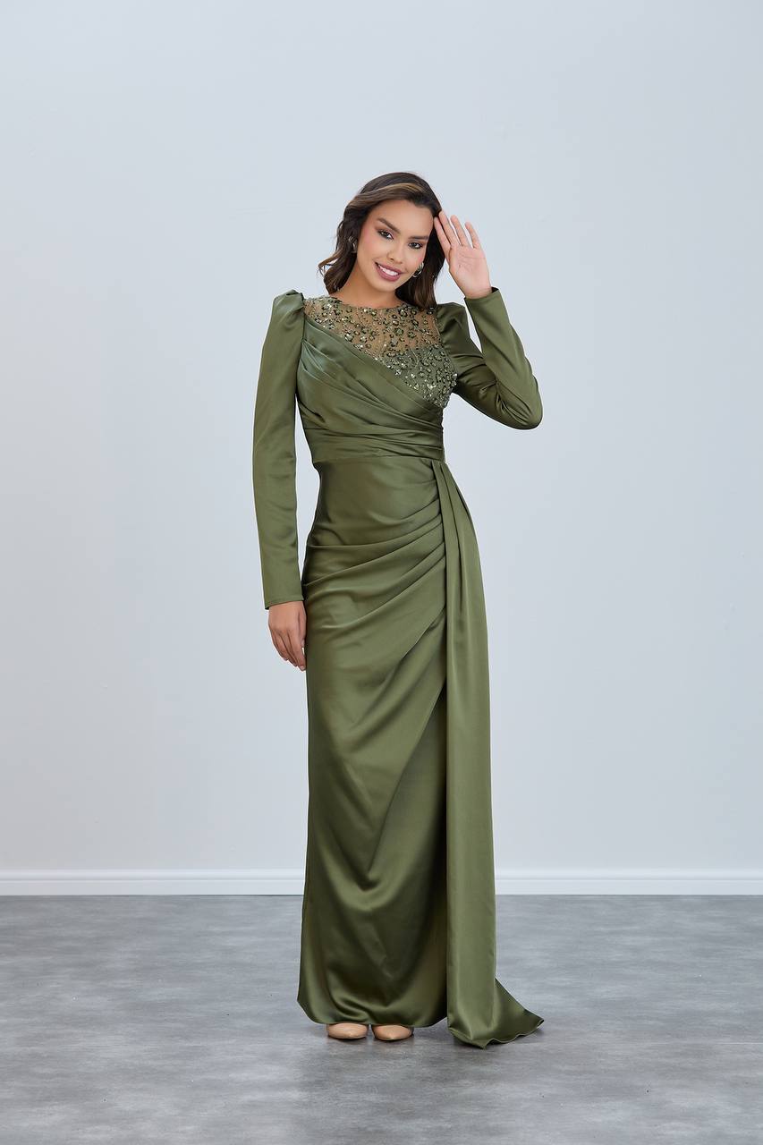 Olive Noir Embellished Gown