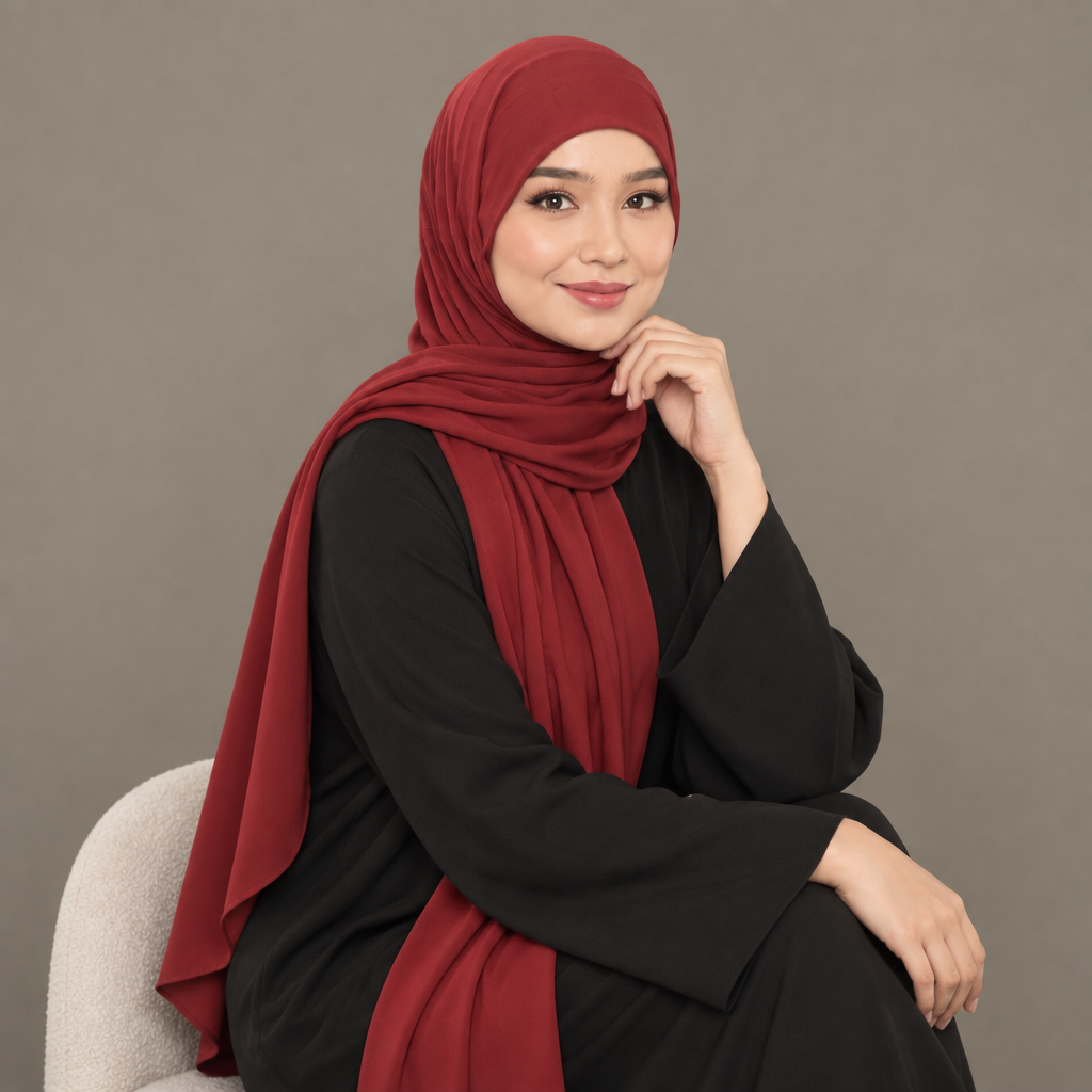 Brick jersey hijab, relaxed pose