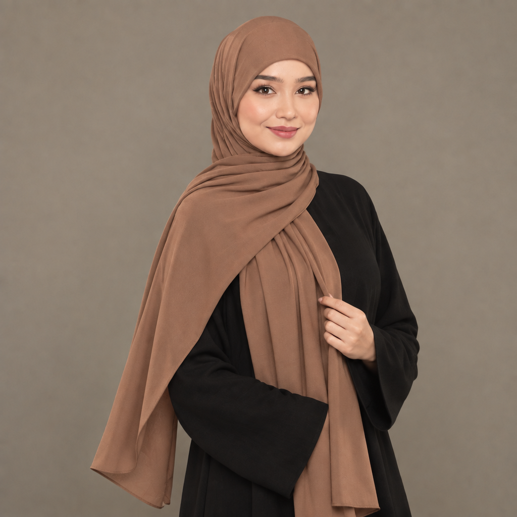 Camel brown Kuwait jersey hijab