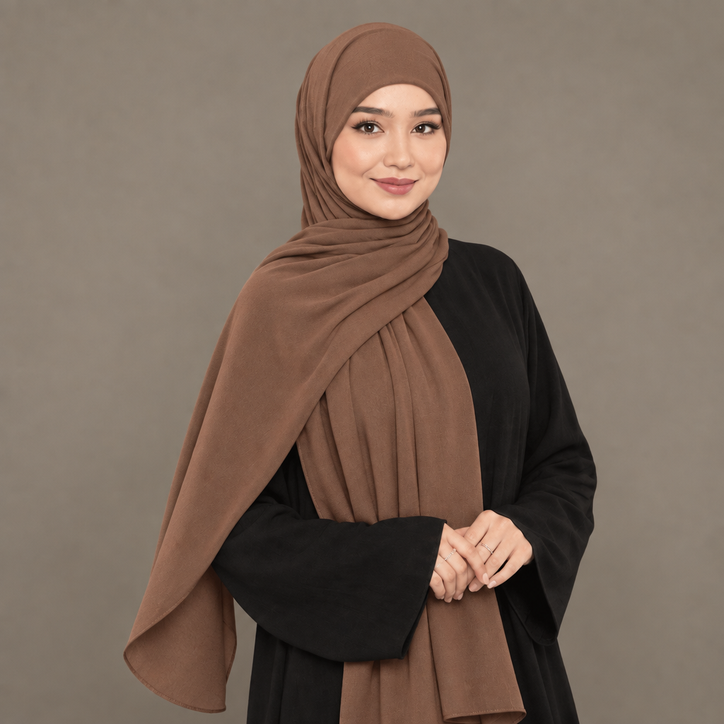 Caramel brown Kuwait jersey hijab