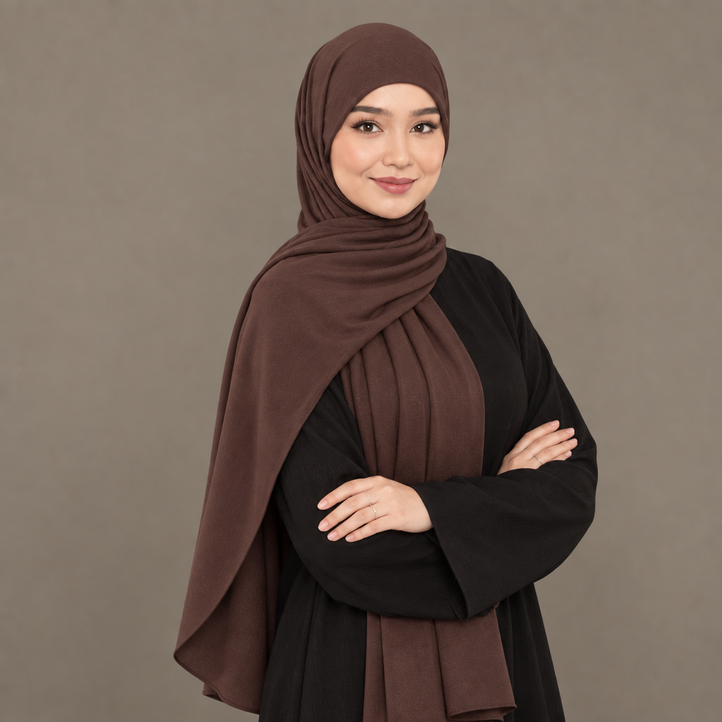 Chocolate brown Kuwait jersey hijab