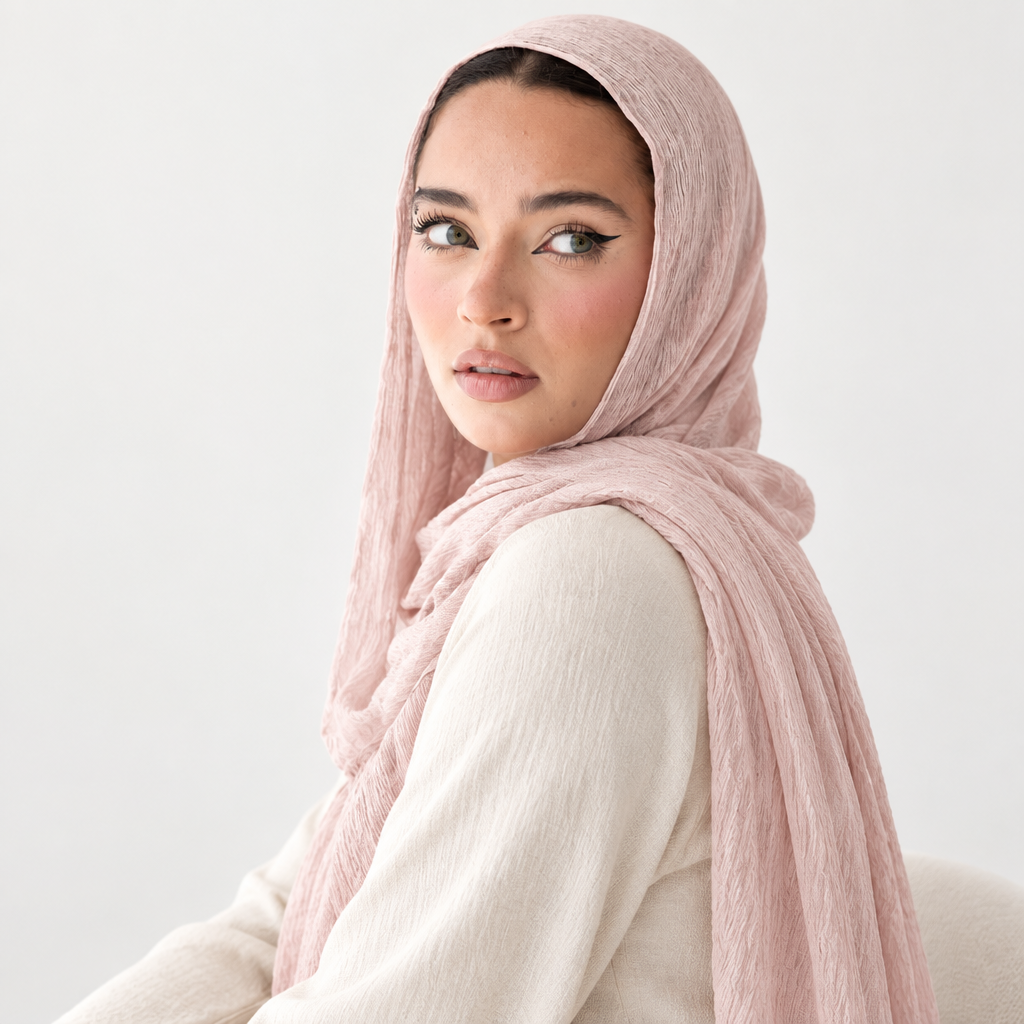Crinkle Hijab – Light Blush