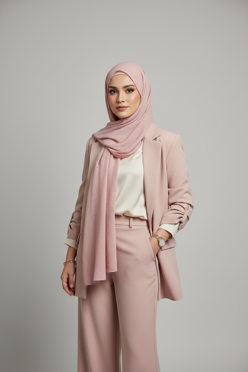 Kuwait Chiffon Hijab – Blush Rose