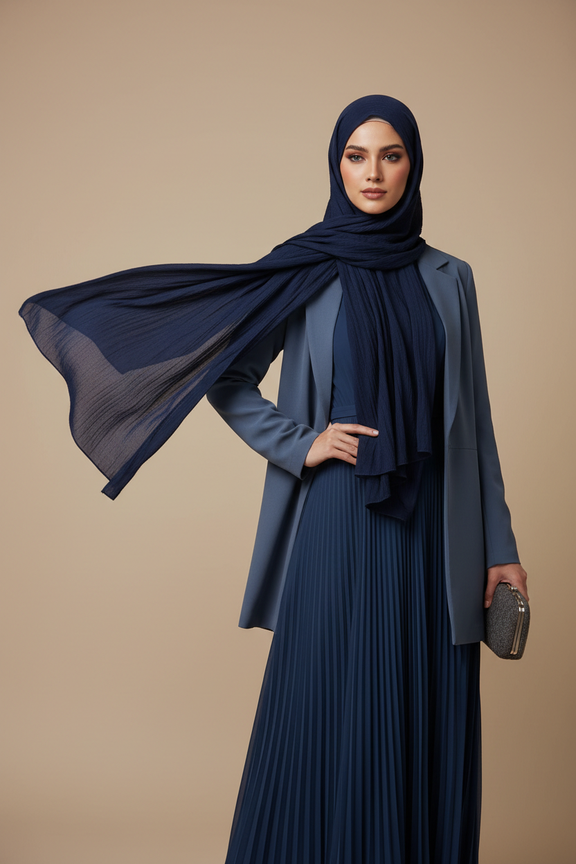 Kuwait Chiffon Hijab – Midnight Navy