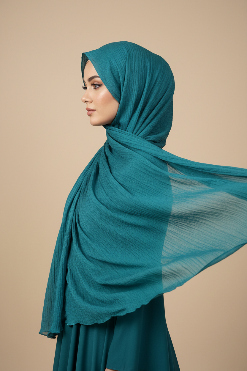Kuwait Chiffon Hijab – Teal Splash