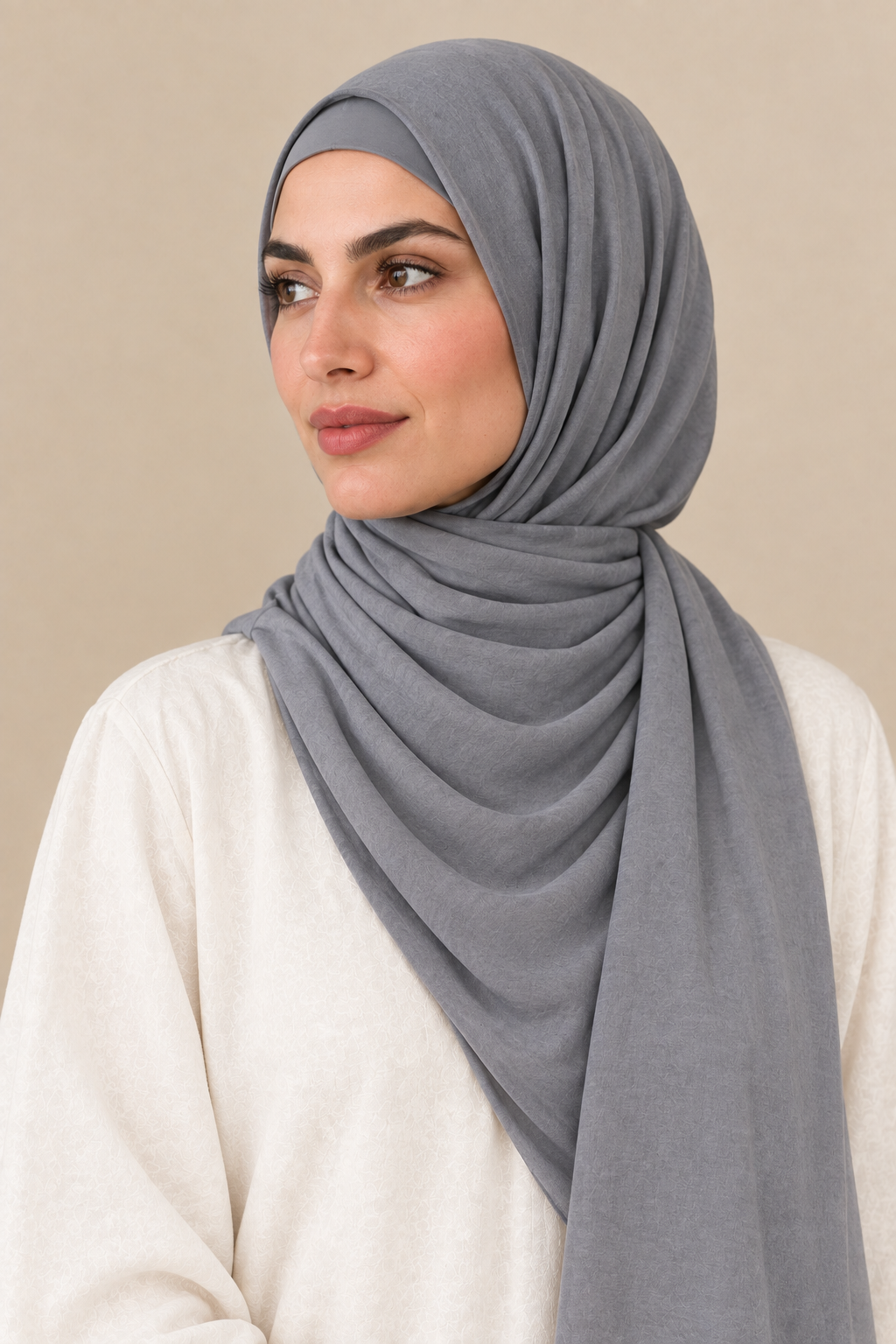 Steel Grey hijab with matching open square undercap