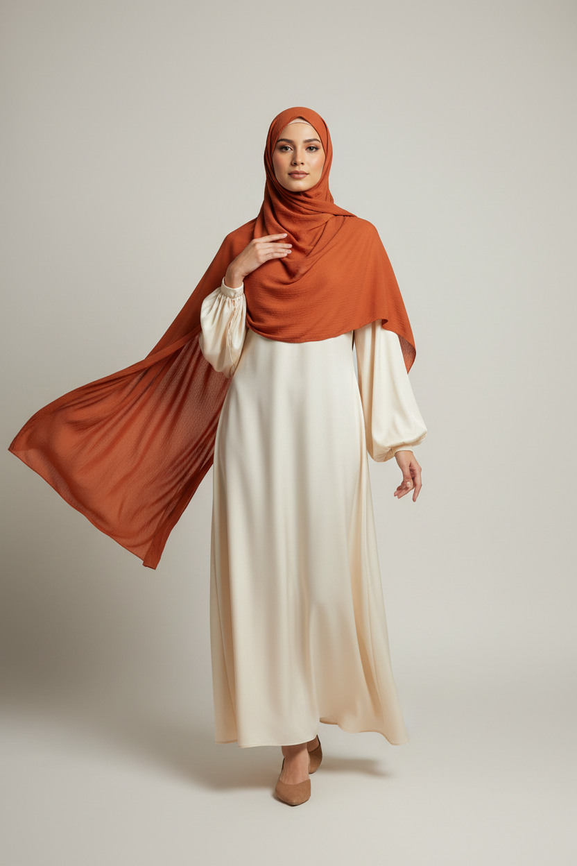 Kuwait Chiffon Hijab – Burnt Terracotta