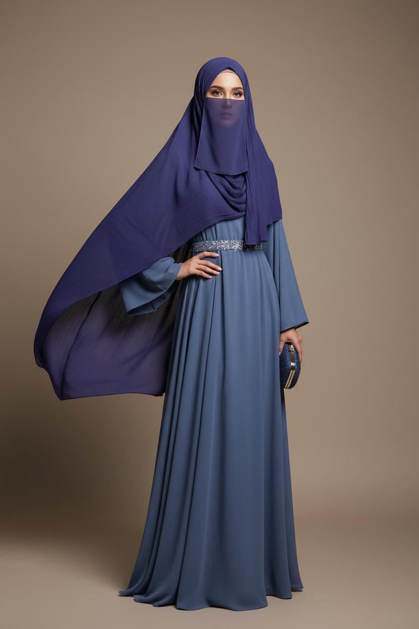 Kuwait Royal Hijab – Deep Indigo