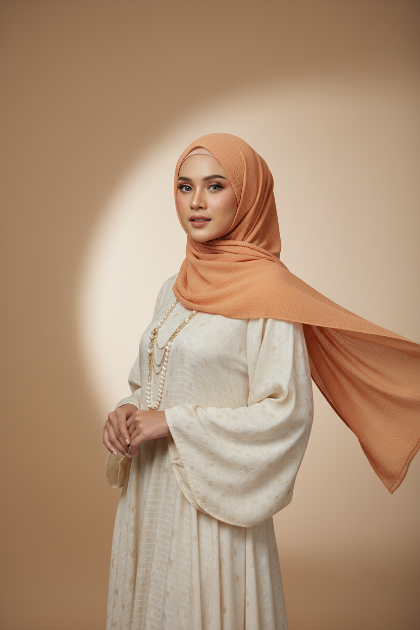 Kuwait Chiffon Hijab – Warm Apricot