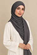 Model wearing a Charcoal modal hijab