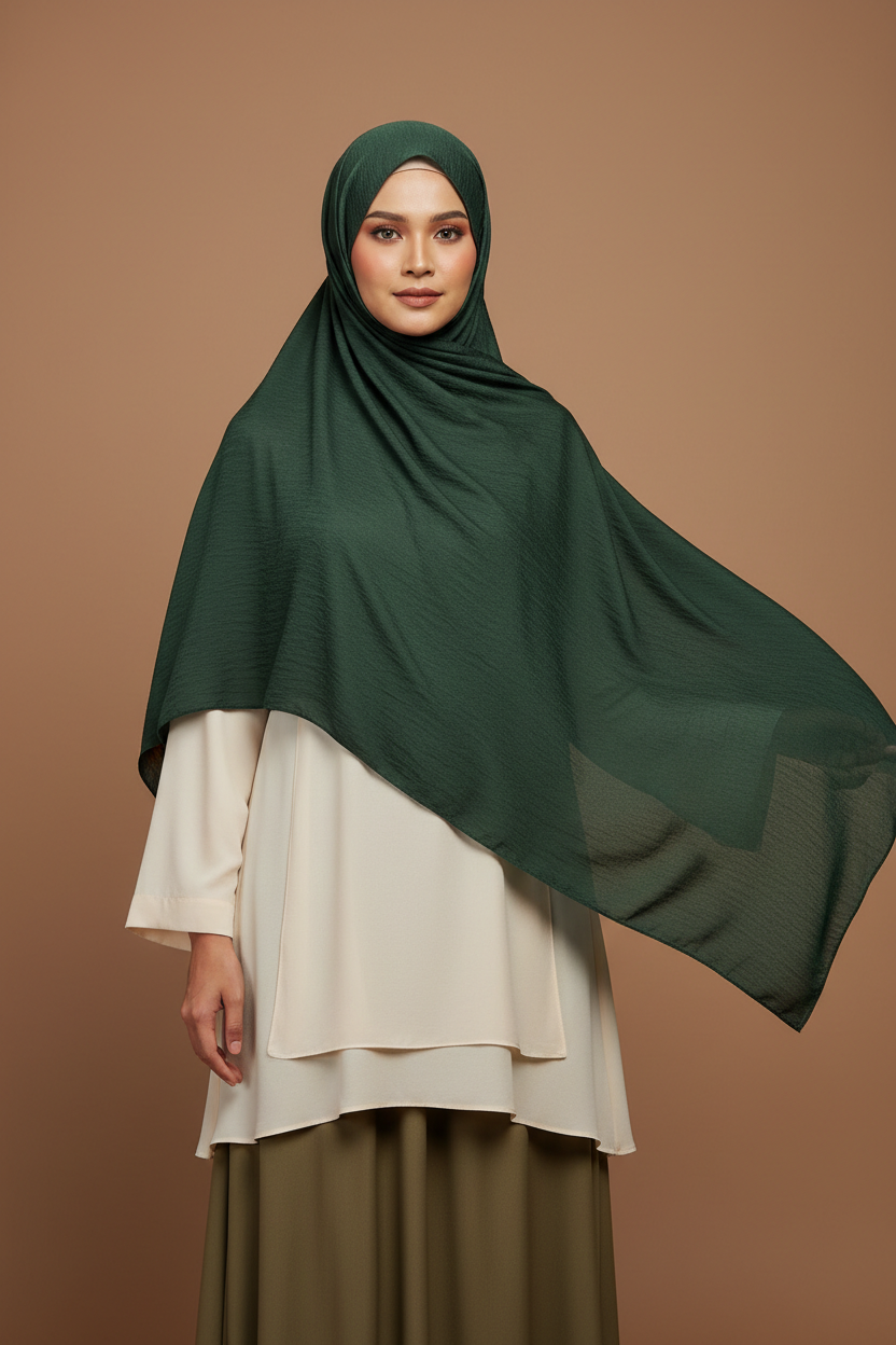 Kuwait Chiffon Hijab – Deep Forest