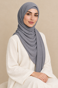 Model wearing a Steel Grey modal hijab