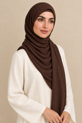 Model wearing a Cocoa modal hijab in a relaxed three-quarter pose
