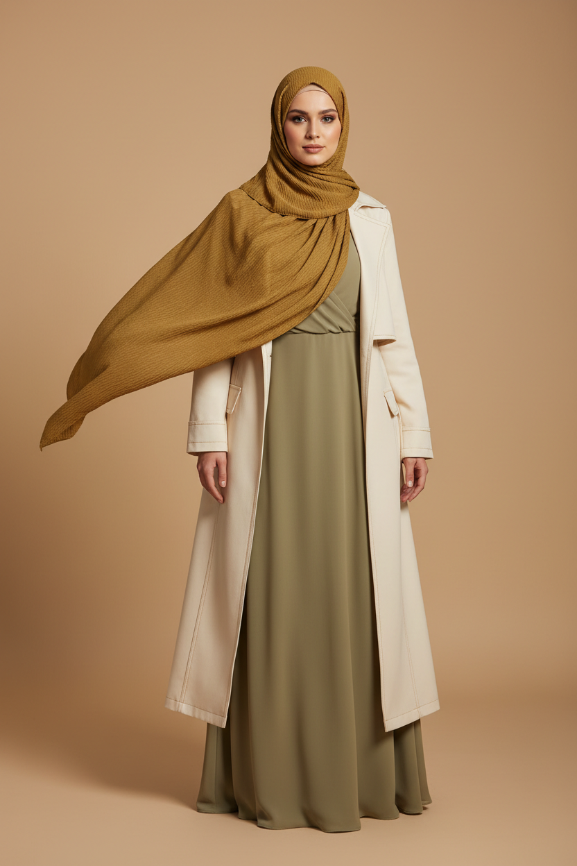 Kuwait Chiffon Hijab – Golden Khaki