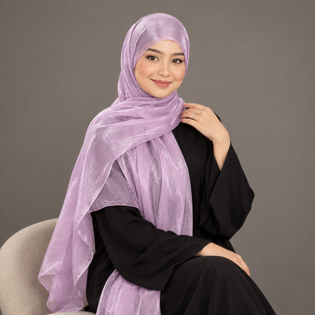 Light purple organza hijab concept