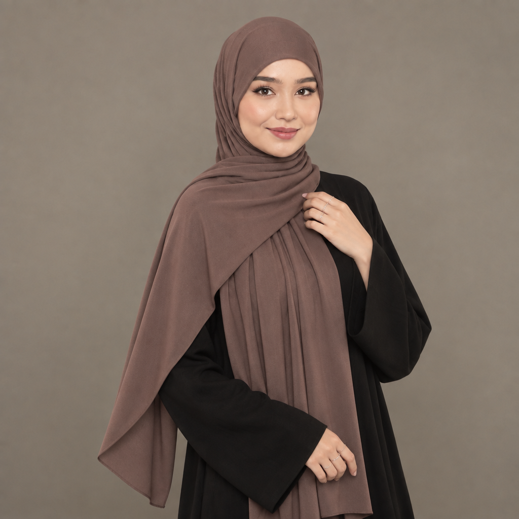 Mocha brown Kuwait jersey hijab